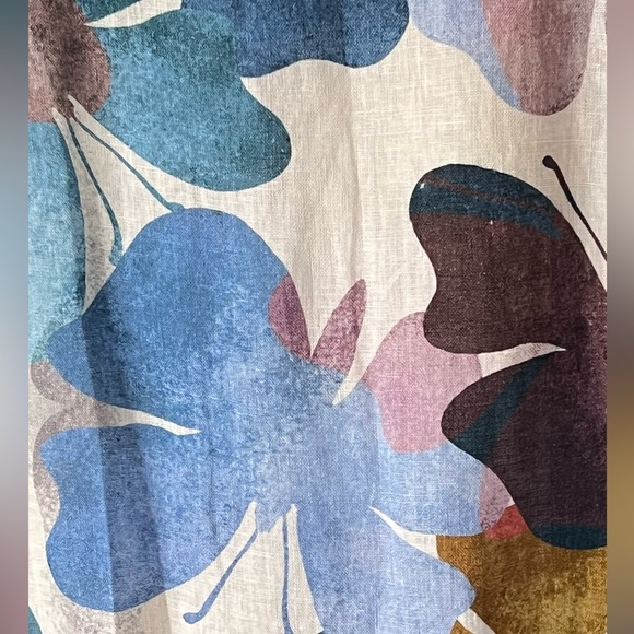 Linen Luv Blue Butterfly Art-To-Wear Linen Dress w/ Pockets Made in Italy Small - Picture 5 of 11